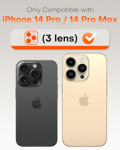 Image of TOCOL for iPhone 14 Pro Max Camera Lens Protector /iPhone 14 Pro Camera Lens Protector Tempered Glass HD Individual Scratch Resistant Cover Accessories Case Friendly 2 Pack(Orange)