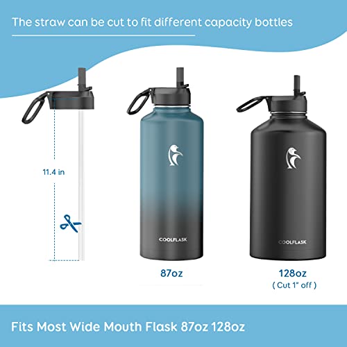 Image of Straw Lid for 32oz, 40oz, 64oz, 87oz, 128oz Water Bottle, Insulated Flip Top Cap of 2.22 inch Diameter Bottles, BPA-Free Water Flask Accessories with 2 Straws and 1 Brush