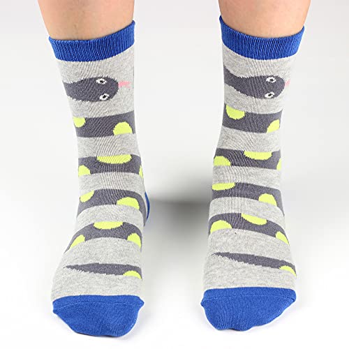 Cotton Day Kids Boys Fun Novelty Crew Socks Colorful Pattern Design 6-8 Years (Size 8 Lizard Snake Stars) #TOP5
