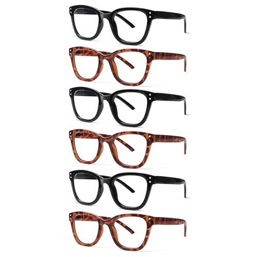 JOSCHOO Reading Glasses 6 Pack Blue Light Blocking Readers Spring Hinge Glasses for Reading for Men and Women (6 Mix Clour-2, 1.25, x)