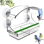 Clear Window Bird Feeder with Strong Suction Cups & Removable Seed Tray | Transparent Acrylic Feeding Station for Cardinals, Finches, Easy-to-Clean, Outdoor Birdhouse for Garden, Yard, Bird Watching