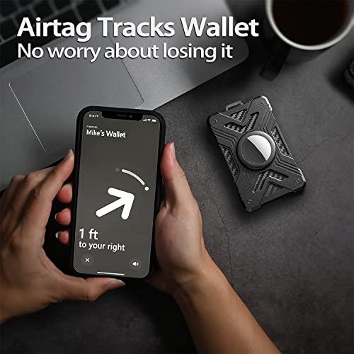 kullder Wallet (No Airtag) with Metal Money Clip, CFW-X-2-black, RFID Blocking, Minimalist, Slim, Cellular Phone Case for Men, Black2