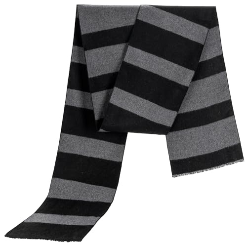 Eybila Adult Costume Accessories Mens Winter Knitted Scarf Black and Grey Striped Halloween Cosplay Party Supplies