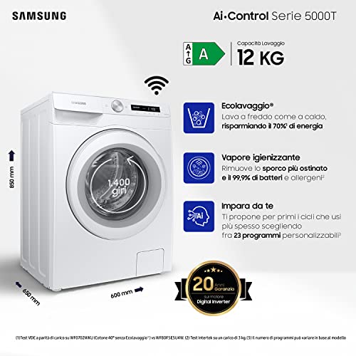 Lave linge Hublot 12 Kg Ww12t504dtw Samsung - vue 5