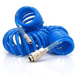 Tubo Aria Compressa Spirale 10 Metri Flessibile Per Compressore Raccordo Blu