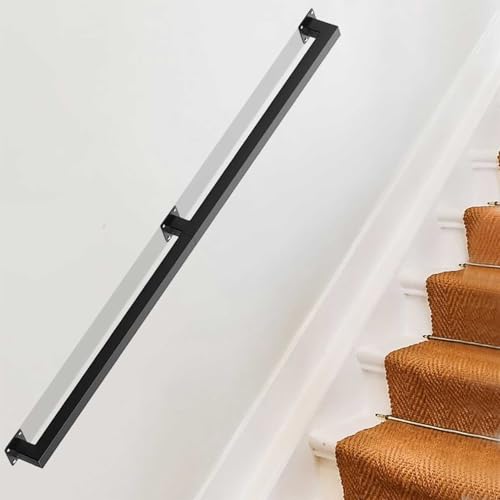 Barras de agarre de hierro de metal de 30 cm y 600 cm, pasamanos de seguridad para interiores y exteriores, resistentes a la corrosión, con recubrimiento en polvo negro (4,5 m)