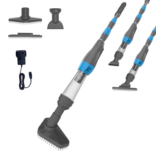 PoolyPoly Pool Vacuum Cleaner, 3 in 1 Electric Pool Hoover with Length Adjustable Handle, Rechargeable Vacuum for Spas, Hot Tubs, Small Pools, 90 Minutes Running Time, Grey