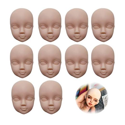 DoubleWood 10pcs 1/6 Doll Head Soft Plastic Toy Doll Repainting Practice Makeup White Double-fold Eyelid DIY Heads for BJD Make Up