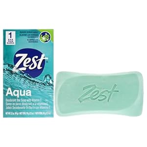 Zest Deodorant Bar Soap – Aqua – Moisturizing Body Soap Bar for Men and Women – Gentle Paraben Free, Phthalate-Free Formula – With Vitamin E – 3.2 oz