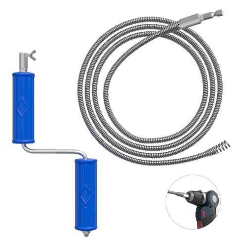 GYHMTOO Spirale de nettoyage de canalisations, Ø 6 mm, spirale de nettoyage avec adaptateurs électriques et manuels, déboucheur de canalisations, spirale efficace (6 mm, 3 m)