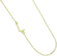 Colar Feminino Banhado a Ouro 18K com Pingente de Letra Lisa Lateral - 45 cm + extensor de 5 cm - corrente gargantilha choker personalizado antialérgico delicado minimalista letra inicial nome