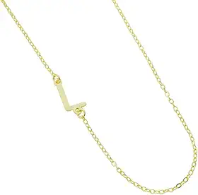 Colar Feminino Banhado a Ouro 18K com Pingente de Letra Lisa Lateral - 45 cm + extensor de 5 cm - corrente gargantilha choker personalizado antialérgico delicado minimalista letra inicial nome