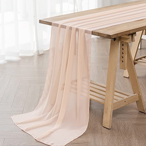 6Pack 10ft Chiffon Table Runner 29x120 Inch Sheer Romantic Table Runner for Wedding Birthday Party Bridal Shower Outdoor Decoration-Peach by flohar - Image 2