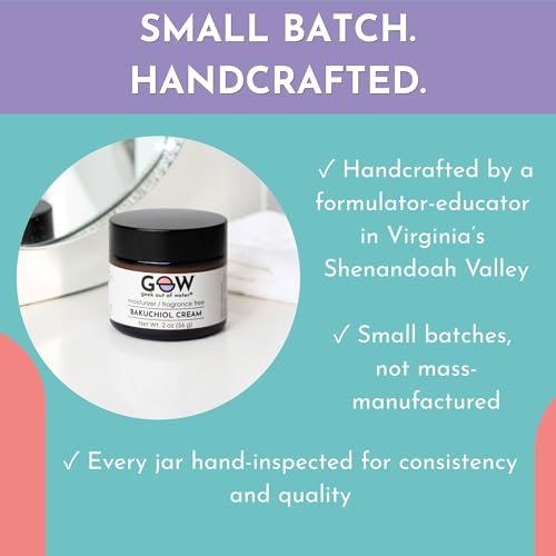 Geek Out of Water GOOW Bakuchiol Face Cream, 1% Pure Bakuchiol Retinol Alternative Moisturizer for Sensitive Skin, Handcrafted Fragrance Free Vegan Anti Aging Face Cream with Panthenol and Vitamin E, 2 Ounce