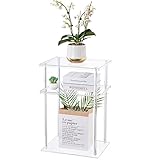 HMYHUM Clear Acrylic Side Table, 3-Tier End Table for Living Room, Small Bedside Table/Nightstand for Bedroom, Home Accent Table, Frame Design, 15.7' L x 11.8' W x 23.2' H