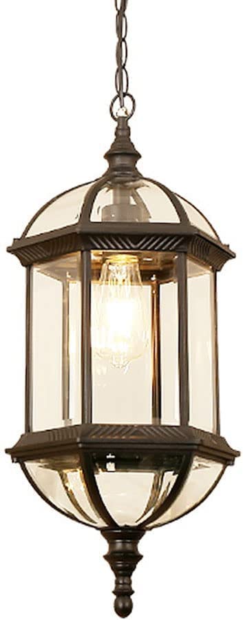 Luces colgantes al aire libre de estilo europeo en metal negro y vidrio transparente con altura ajustable