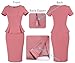 VFSHOW Womens Work Business Office Front Zipper Peplum Bodycon Dresses Elegant Short Sleeve Slim Church Pencil Sheath Dress (Pink, Medium) 11911 PIK M