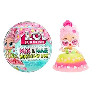 LOL Surprise Mix & Make Birthday Cake Tots with Collectible Doll, DIY Cake Dress, Cake Making and Decorating, Ingredients and Glitter Sprinkles, Cake Dress Doll- Great Gift for Girls Age 3+