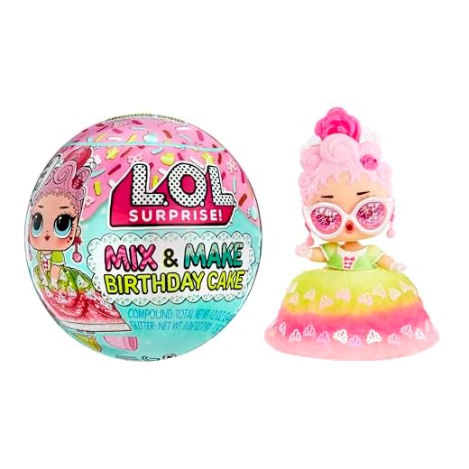 L.O.L. Surprise! Mix & Make Birthday Cake Tots - con muñeca Coleccionable, Vestido de Tarta DIY, Decoración de Tartas, Ingredientes y Purpurina - Muñeca con Vestido de Tarta - para Niñas +3 años