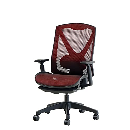LOOKIT ワークチェア ヘッドレストなし フットレスト メッシュ ワインレッド DF-1