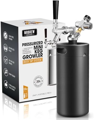 MRbrew Mini Keg Growler de 3,628 g Preto Sistema de Dispensador d...