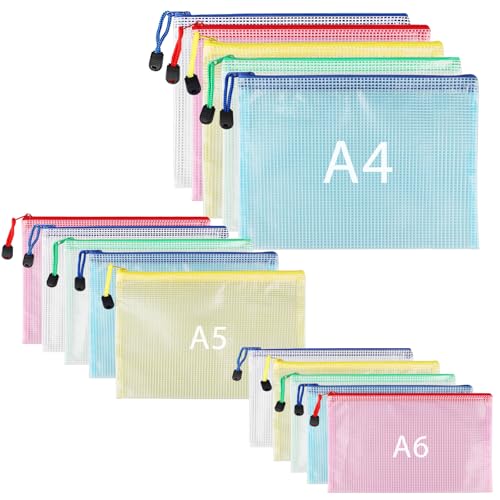 15 Pochettes Documents Zippées Brevanza A4/A5/A6 - PVC Transparent, Étanches, 5 Couleurs