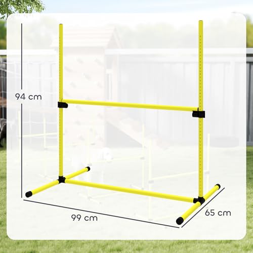 PawHut Agility Set Hunde 4-teiliges höhenverstellbar Agility-Ausrüstung Sprungstangen-Set Steckhürdenset mit 4 Hürden Tragetasche Koordinationstraining Sprungstangen-Set für Spiele Training