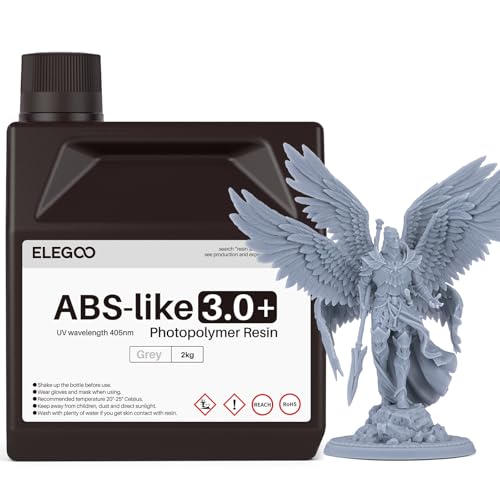 Image of ELEGOO ABS-Like Resin 3.0 Plus, 3D Printer Resin Grey 2000G | Low Viscosity and High Precision, 405nm Rapid UV-Curing Photopolymer Resin, 3D Resin for LCD /DLP 3D Printing