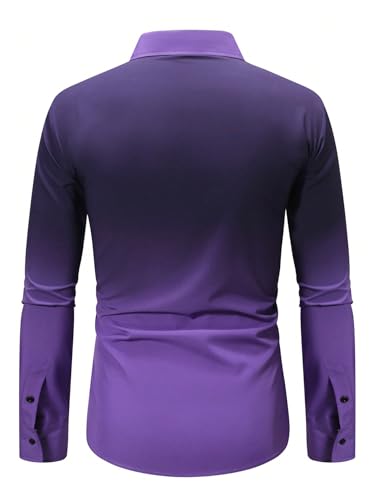 OYOANGLE Men's Ombre Long Sleeve Dress Shirts Button Down Collared Work Shirt Top Business Formal Shirts2