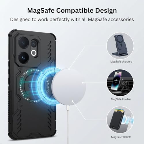 Image of ShieldTech Back Cover Case for Vivo T4 Pro 5G | 360 Protection Mobile Phone Case Mag-Safe | Camera Protection | Vivo T4Pro 5G Back Cover | Vivo T4 Pro 5+G - Black TPU+PC