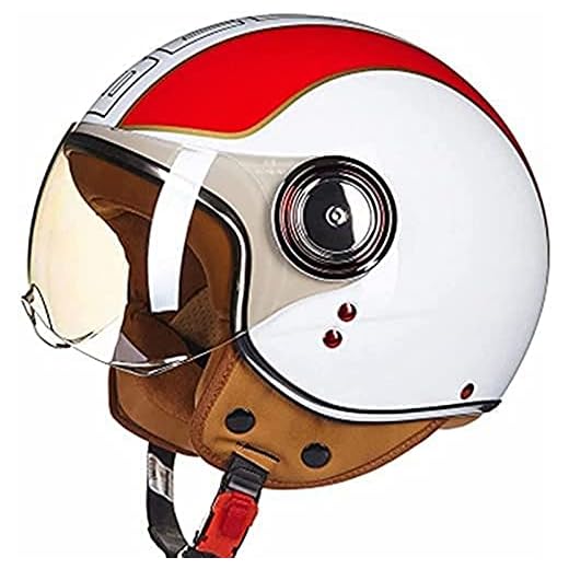 Öppen Ansikte Halvhjälm MC-Hjälm ECE-Godkänd Motorcykelhjälm Med Solskydd Vintage Retrostil Motorcykelhjälm för Barn Unga Män Kvinnor C,XL(59-60)