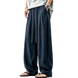 [Ｋａｙｉｙａｓｕ] ワイドパンツ 夏用パンツ 麻調 薄手 イージーパンツ 涼しい 通気性 無地 軽量大きいサイズ カジュアル ウエストゴム シンプル ゆったり ズボンメンズ 夏 部屋着 スポーツカジュアル M-3XL(M アイグレー)