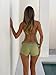 Summer Two Piece Crochet Set for Women Tie Up Halter Open Back Split Cami Tank Top Hollow Out Shorts Beachwear (green, M)
