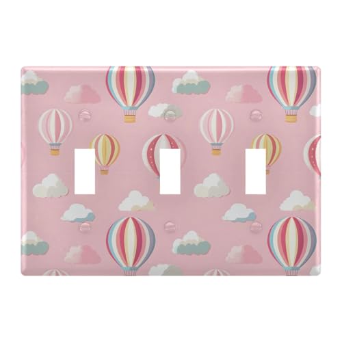 Light Switch Cover Hot Air Balloons Clouds Wall Plates for Electrical Outlets 3 Gang 202b8051