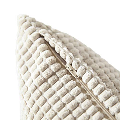 Fy Fiber House Pack Of 2 Comfy Corduroy Corn Granules Throw Pillow Covers Soft Decorative Square Cushion Pillowcase For Couch Sofa Bed 16 X 16 Inch, Cream #TOP4