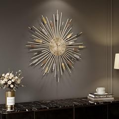 Cuspin Large Wall Clock 24 Inch, Colorful Gold Clocks for Living Room Decor, Decorative Mid Century