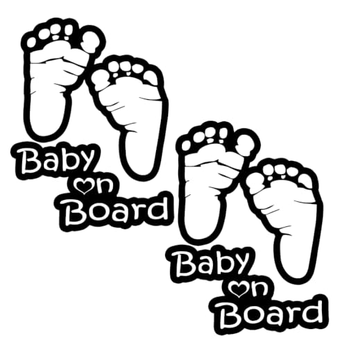 Image of TOTOMO Baby on Board Sticker for Car - Window Decal, Bumper Sign for New Parents, Durable Waterproof Safety Warning Sign for SUV Truck Minivan - Footprint, 2 Pack