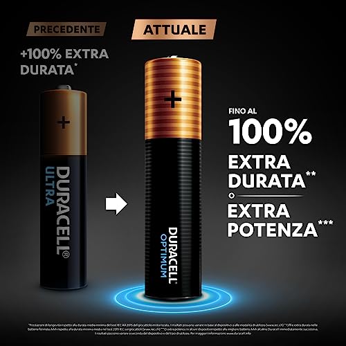 12 x Duracell AAA Optimum (1 Blistercard a 12 Batterien) 12 Batterien (MX2400 / Mini Stilo/Micro)