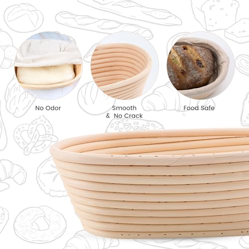 DOYOLLA Mini Oval Proofing Set (6.5inch, set of 5), Sourdough Proofing Baskets Bread Dough Rising Bowls w/Liners for Home Sourdough Bakers Baking by DOYOLLA - Image 5