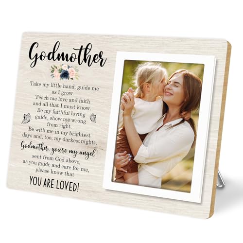KLYTINK Godmother Gift Picture Frame, Godparents Appreciation Present, Baptism or Birthday Gift for Godmother, Mother’s Day Wooden Photo Frame-You Are Loved