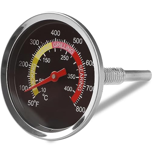 Restoo BBQ Grill Temperature Gauge, Durable Accurate Grill Thermometer with Fahrenheit and Heat Indicator, Stainless Steel Smoker Wood Charcoal Grill Thermometer for Various Type of Grill