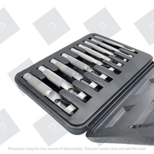 Image of A.D. International 9-Piece Leather Hole Punch Set for Watch Bands, Belts, and DIY Leather Crafting - Round Hollow Cutting Tools for Precision Work