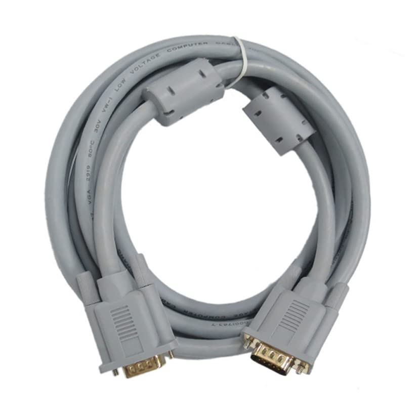 VGA Cable Computer Monitor Connection Cable VGA Video Extension Cable Standard 3 + 6 Gold-Plated Head HD Cable Gray (20 m)
