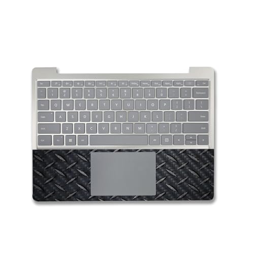 Image of MightySkins Carbon Fiber Skin Compatible with Microsoft Surface Laptop Go 3 (2023) Full Wrap Kit - Black Diamond Plate | Protective, Durable Textured Carbon Fiber Finish | Made in The USA