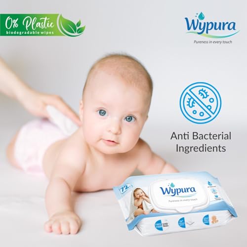 Image of Paraben Free Baby Wet Wipes with Lid | 72 Wipes | Extra Thick Soft Cleansing Wipes | Aloe Vera and Vitamin E | Gentle, pH Balanced, Rash Protection (Pack of 1)