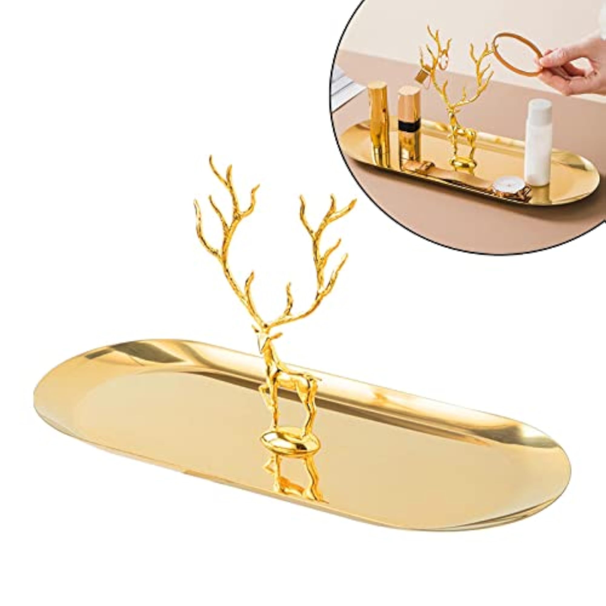 Metal Jewelry Tray Dish Organizer for Bathroom Vanity