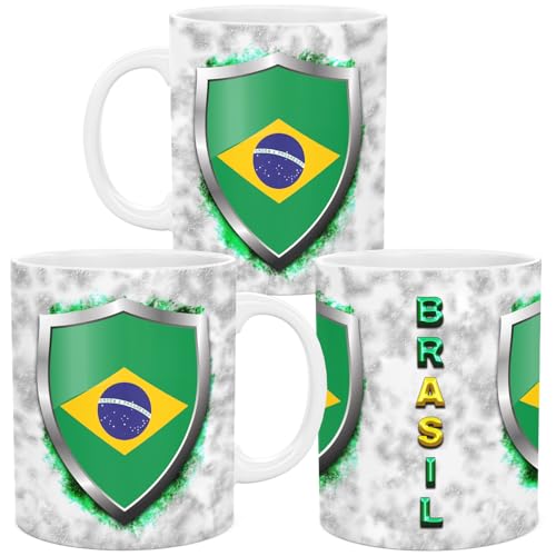 lepni.me Brasil 11 oz. Taza de Fútbol con Insignia de la Bandera Brasileña | Taza de Cerámica Deportiva para Café y Té | Regalos de Cumpleaños para Hombres y Mujeres