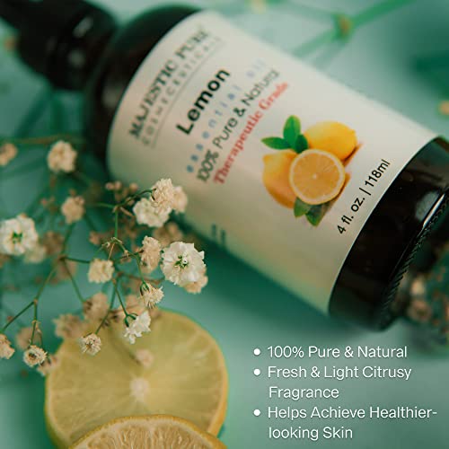 Majestic Pure Lemon Essential Oil, Therapeutic Grade, Pure And Natural Premium Quality Oil, 4 Fl Oz #TOP5