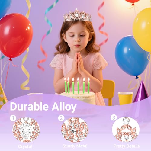 Queenship Tiara Crown for Women, Queen Tiara for Birthday Prom Bridal Party Custome Rose