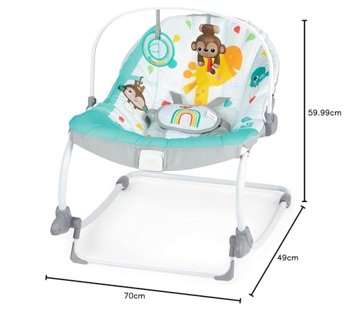 Miniatura 10 de Bright Starts Wild Vibes Hamaca Para Bebés Con Vibraciones Relajantes, Arco De Juegos, Arnés Con 5 Puntos, Unisex, Recién Nacido